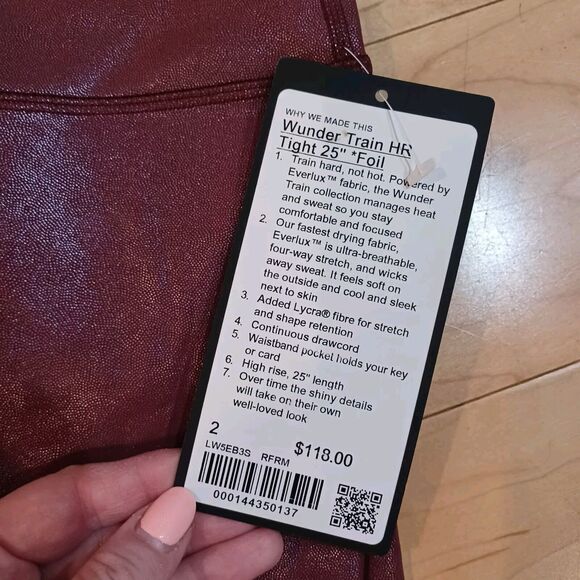 NWT Lululemon Wunder Train HR Tight 25" *Foil -Radiate Foil Print Red Merlot 2 - Picture 12 of 12